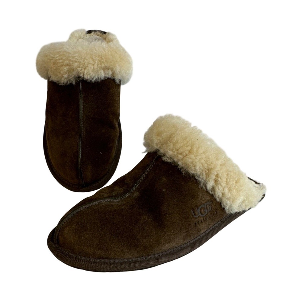 UGG Australia Women's Size 9 Brown Suede Shearling Mule Clog Slippers